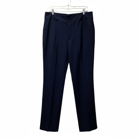 Investments Navy Stretch Dress Pants 14L Wide Leg Career Office Chic - Picture 1 of 9